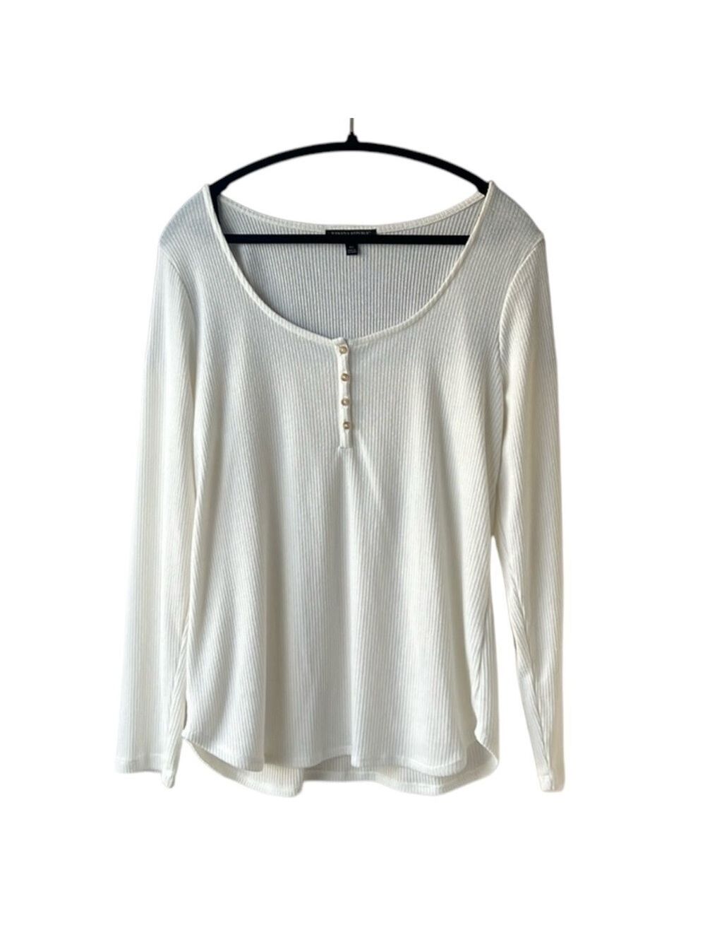 Banana Republic Off White Ribbed Long Sleeve Top XL